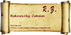 Rakovszky Zakeus névjegykártya